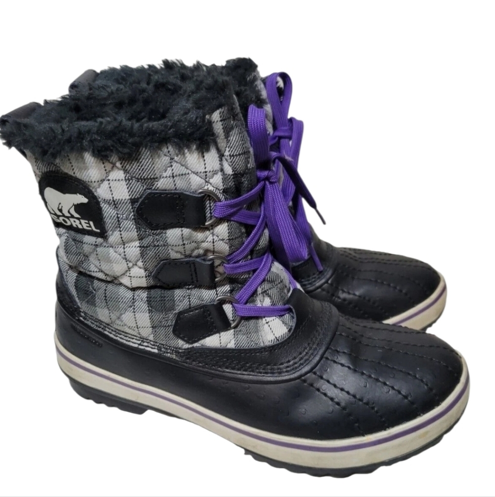 Sorel Black and Purple Winter Boots
